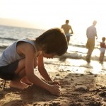 family on beach