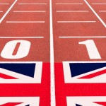 athletic track with 2012 and Union flag