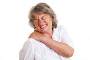 woman with painful shoulder