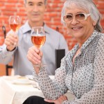 Senior couple drinking wine