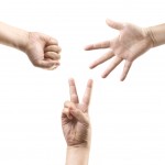 Hands playing rock, paper, scissors