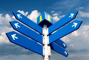 Signpost with lots of arrows