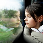 Young girl on train
