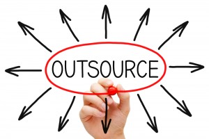 Word outsource with arrows all round