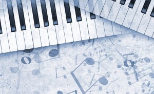 Keyboard and musical notes