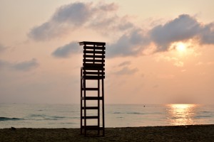 A lifeguard observation tower