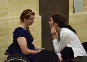 Carer with wheelchair user