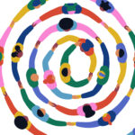 Big group of people holding hands together making round circle shape. Colorful diverse friend team concept, united community or social cooperation cartoon on isolated background.