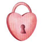 Cute,Pencil,Drawn,Heart,Lock.,Hand,Drawn,Illustration.