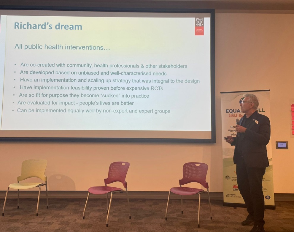 Professor Richard Osborne presenting his dream of public health interventions, and remarkable progress that he and his teams have made in this area