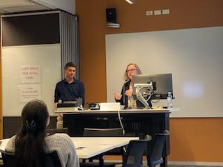 Justin Chapman (left) and Ailsa Rayner (right) presenting on Healthy Lifestyle Programs delivered by PCYC Queensland in partnership with MIND Australia.