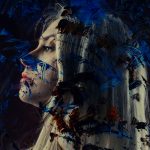 Profile,Of,A,Young,Woman,Behind,Glass,In,Paint.,The