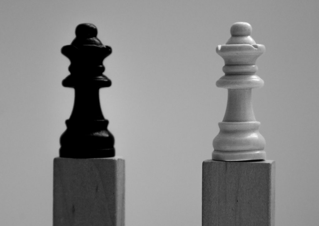 One black and one white chess piece
