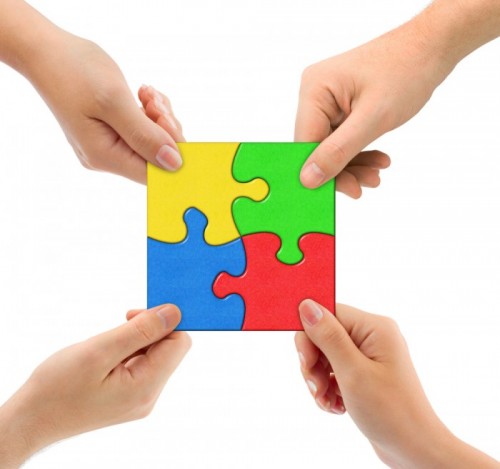 Joined puzzle pieces