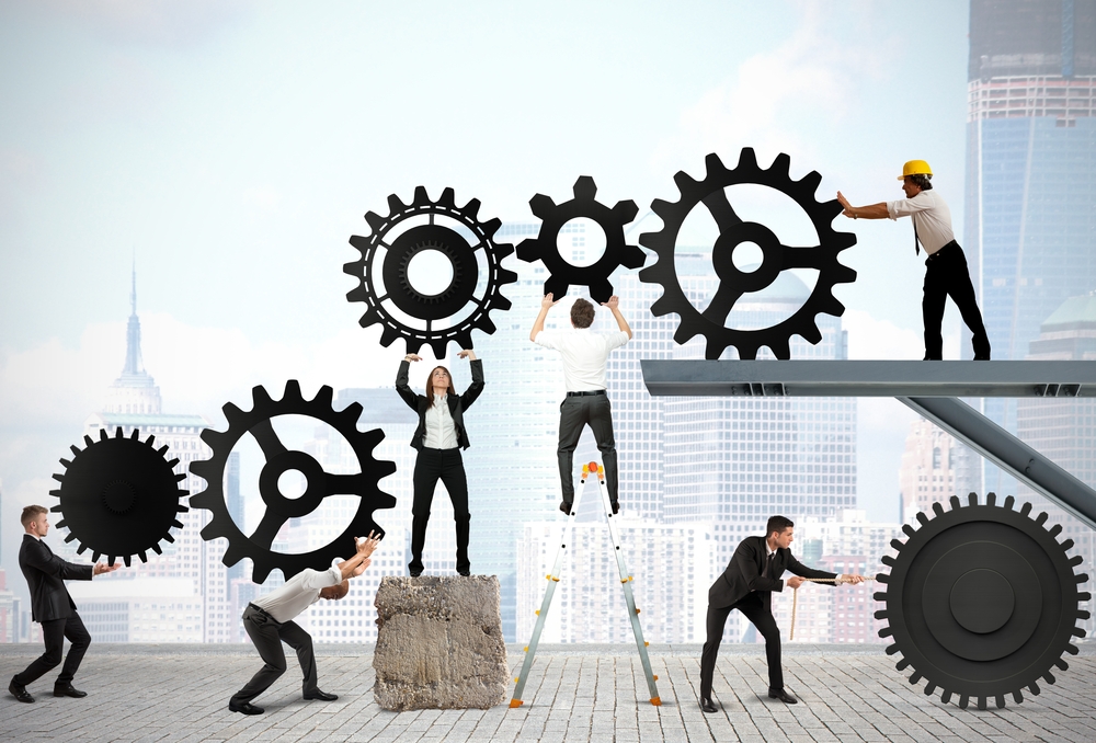 People moving cogs