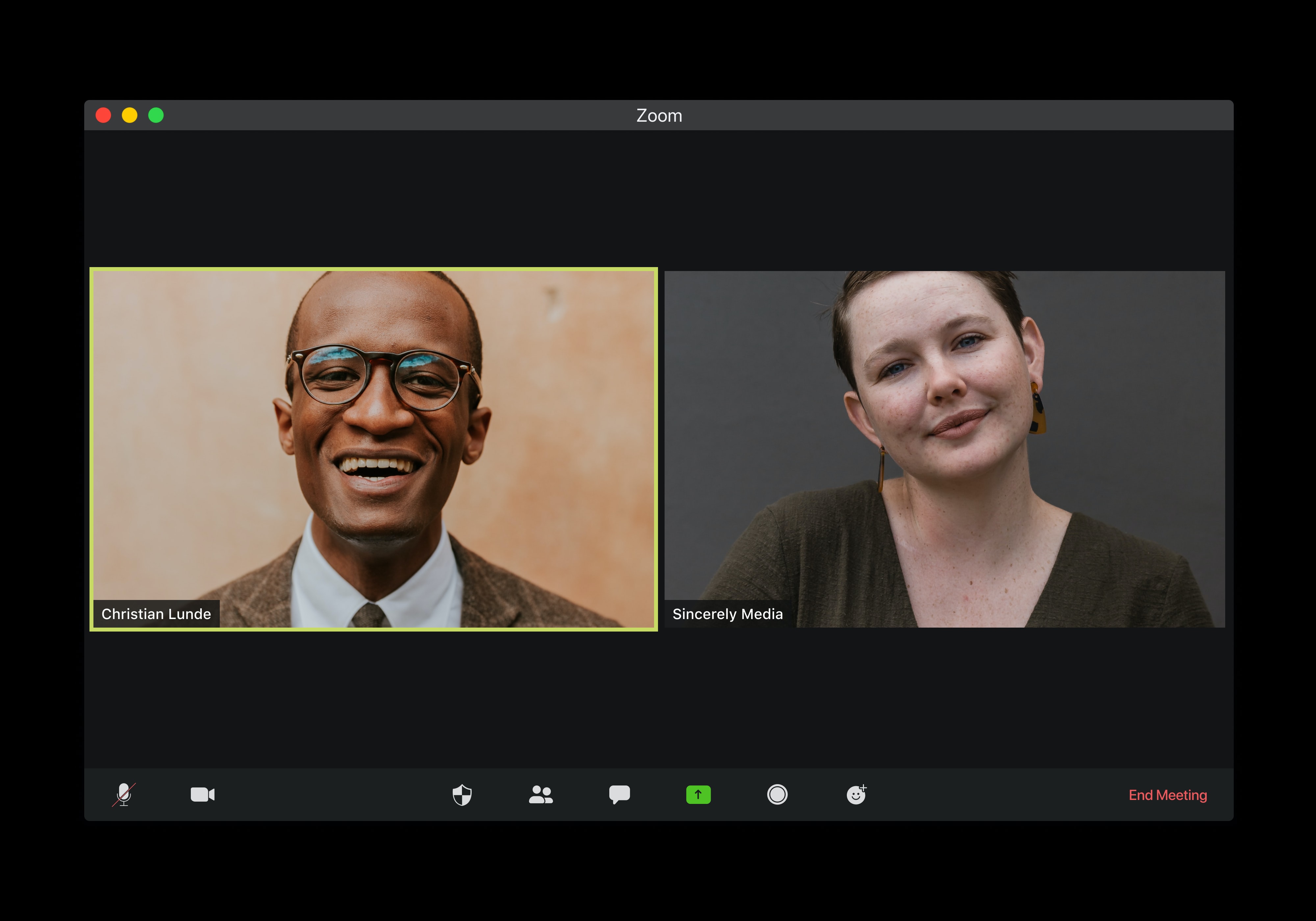 Two people on a Zoom call
